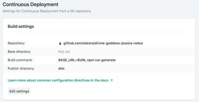 Netlify dashboard for build & deploy settings.